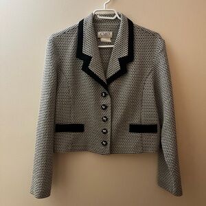 Vintage Cleo cropped Women's Black and White Checkered Blazer